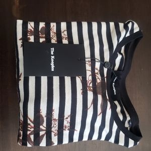 BNWT Black and White Stripe T shirt with Flowers